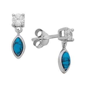 Turquoise and CZ Drop Earrings