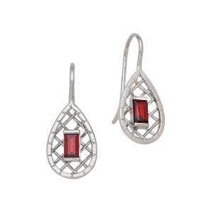 Silver Dangle Garnet Earrings