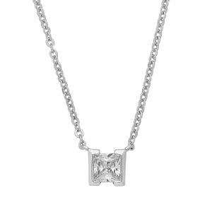 Solitaire Princess CZ Necklace