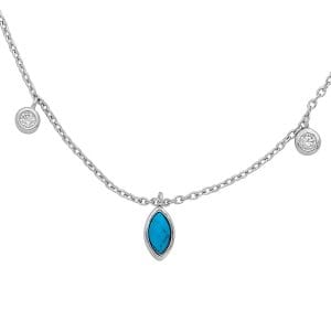 Turquoise and CZ Station Necklace