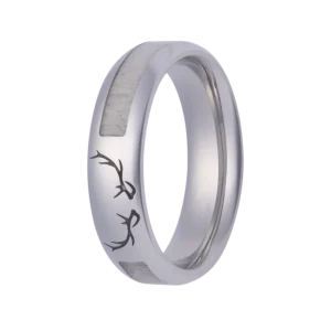 Antler Inlay and Engraved Ring