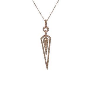 Modern Geometric Pavé Pendant Necklace
