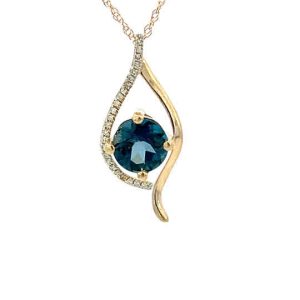 London Blue Topaz and Diamond Pendant