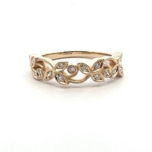 Diamond Set Floral Motif Band Ring