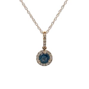 Sapphire In Diamond Halo Necklace