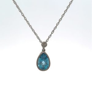 Teardrop Miligrain Blue Topaz Pendant