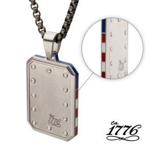 EST. 1776: Flag Profile Engraveable Tag Pendant