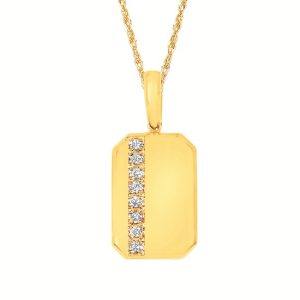Diamond Accented Dog Tag Style Necklace