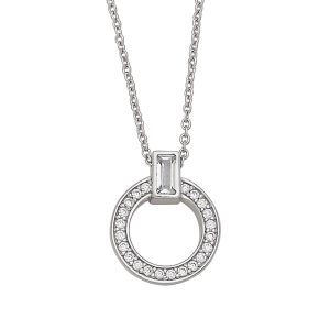 Silver CZ Circle Necklace