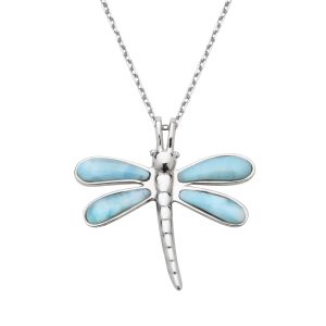 Silver Larimar Dragonfly Pendant