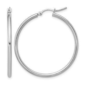 White Gold Hinged Hoop Earrings