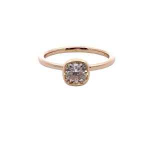 Lab Grown Bezel Set Cushion cut Diamond Engagement Ring
