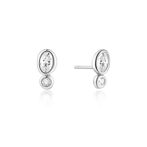 Silver Bezel Organic Pebble & Round Stud Earrings