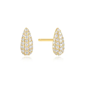 Gold Plated Pavé Dome Stud Earrings