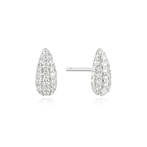 Silver Pavé Dome Stud Earrings