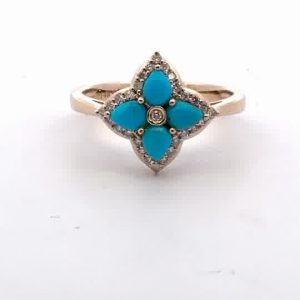 Turquoise Floral Fashion Ring