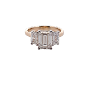 3 Stone Emerald Cut Lab Grown Diamond Ring
